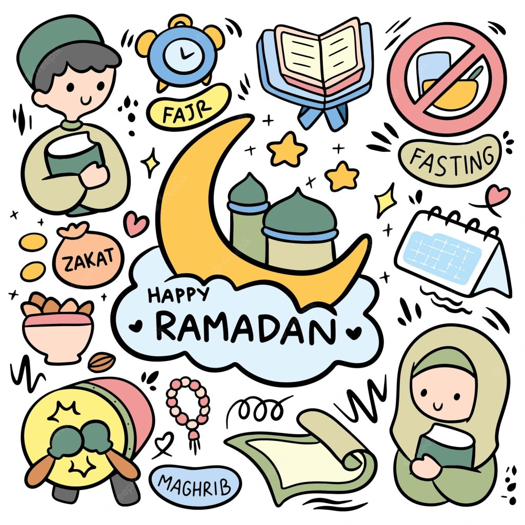Picture of: Niedliche handgezeichnete ramadan-doodle-clipart