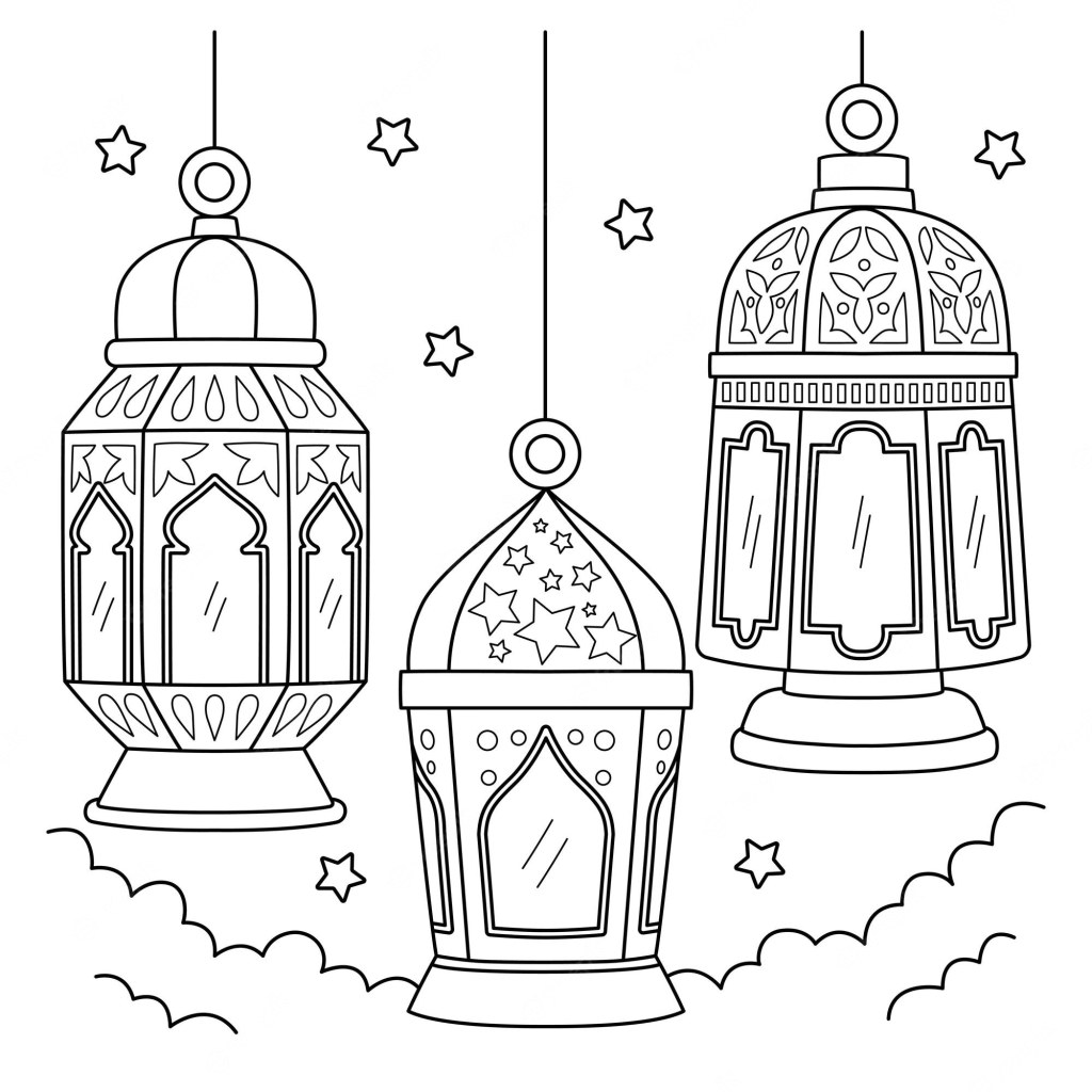 Picture of: Premium Vector  Ramadan lantern coloring page for kids