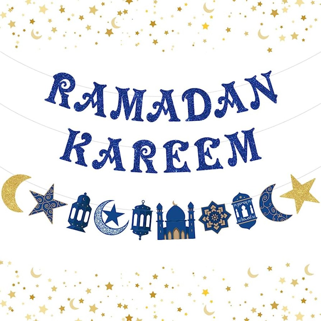 Picture of: Ramadan Kareem Dekoration Banner Stern und Mondgirlande Blau Ramadan Party  liefert Hajj Eid Mubarak Party Muslimischer Islam Eid Feier Dekoration er