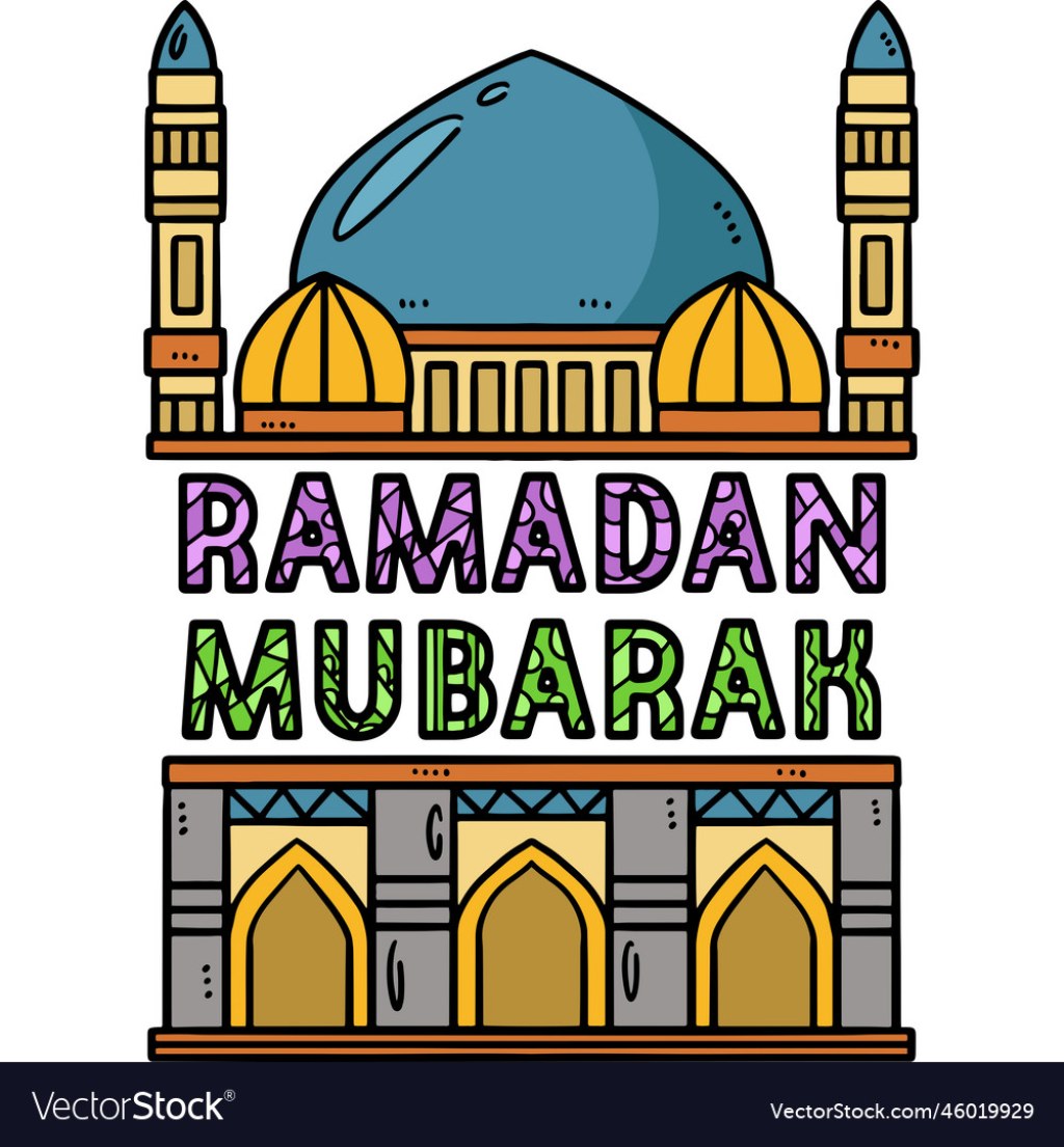 Picture of: Ramadan mubarak cartoon colored clipart Royalty Free Vector