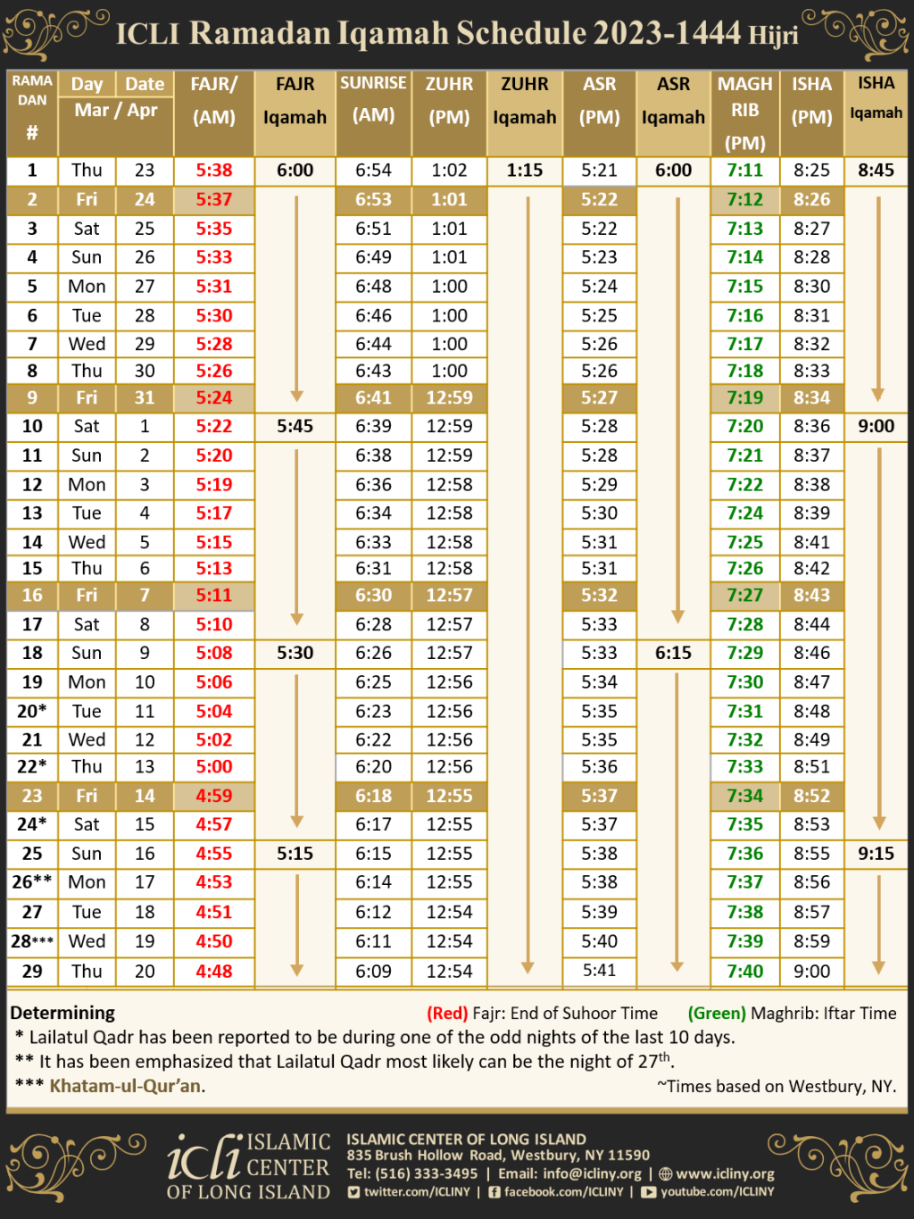 Picture of: Ramadan Timetable – Islamic Center of Long Island